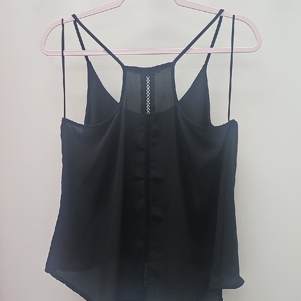 Ambiance Black Asymmetrical Buttoned Camisole